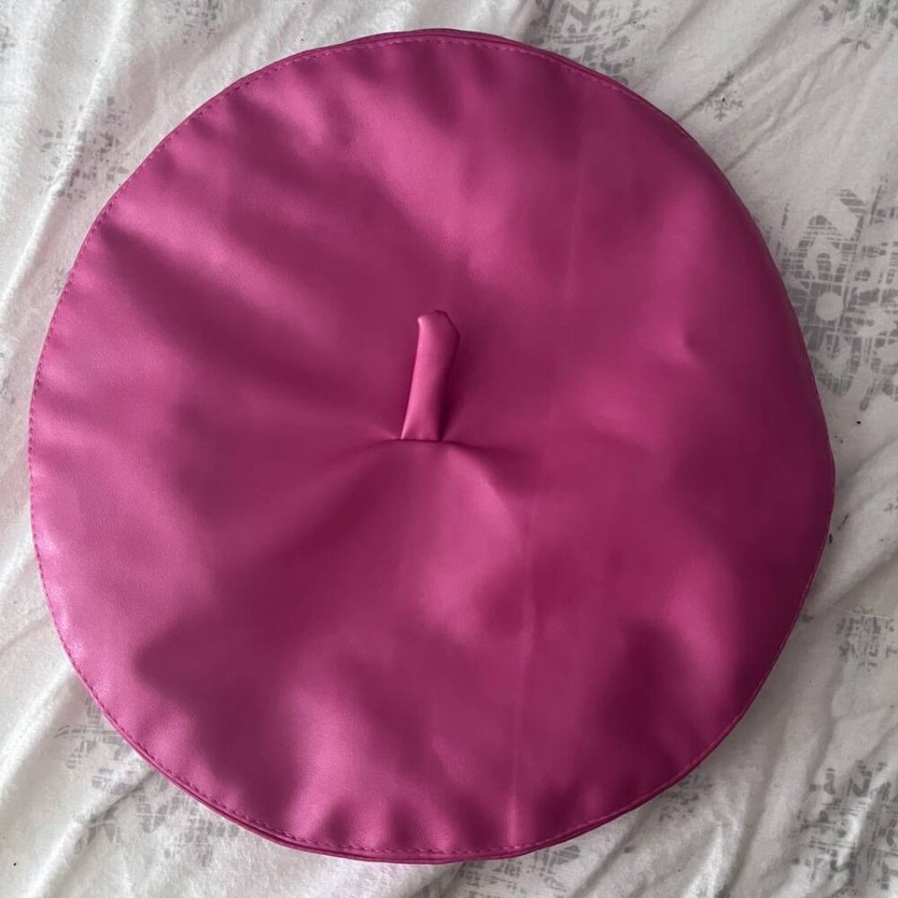 Pink Faux Leather Beret Hat HK Brand Statement Fashion Cap